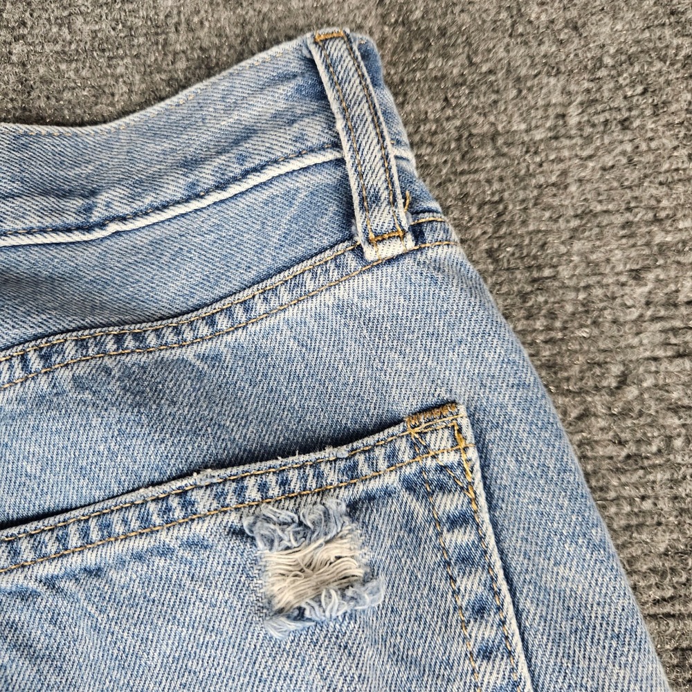 GAP Denim Boyfriend Mid Rise Jeans Light Wash Blue Button Fly Raw Hem Size 26 2 - Picture 11 of 11